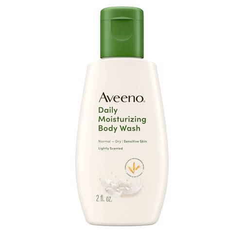 Aveeno Daily Moisturizing Body Wash for Sensitive Skin + Prebiotic Oat, Gently Cleanses Dry Skin & Feels Moisturizing, Light Fragrance, Travel Size, 2 fl. oz