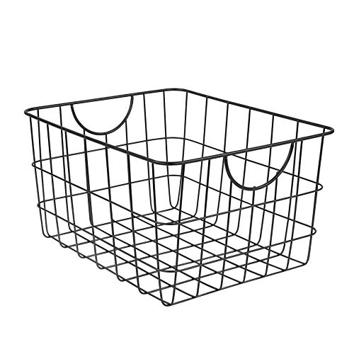 Spectrum Utility Wire Baskets for Organizing - Sturdy Steel Metal Basket Storage Organizer Bin with Handle - Open Wire Storage Baskets for Kitchen Pantry, Cabinets, Closet & Garage Shelves