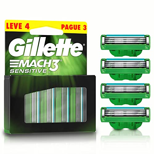 Gillette Mach3 Sensitive Carga Aparelho de Barbear com Aloe 4 Unidades