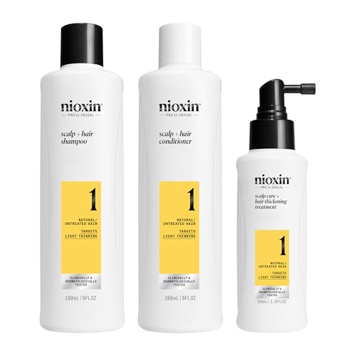 Nioxin Scalp + Hair Thickening System 1 | For Natural or Untreated Hair with Light Thinning | With Niacinamide and Biotin | Trial Size | 1 Month Supply