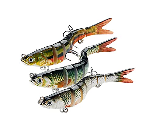 TRUSCEND Easy Catch Swimmax, Magic Noisy Turbulent Wiggling and Vibrating Actions for More Bites, Segmented Swimbait Jointed by Dyneema Strongest Fiber, Lifelike Fishing Lures for Relax Family Fishing