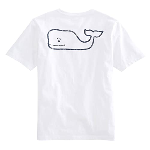 Vineyard Vines Unisex Child Short Sleeve Vintage Whale Pocket Tee T-Shirt, White Cap, Medium US