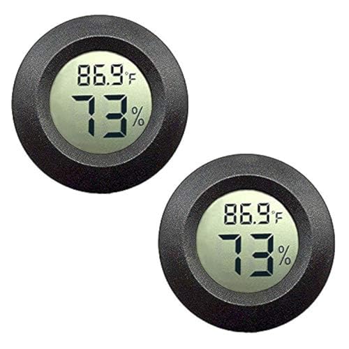 JEDEW 2 Pack Hygrometer Thermometer Digital Humidity Meter Indoor/Outdoor Humidity Monitor Reptile Thermometer for Greenhouse Humidors Terrarium Jars, Fahrenheit (℉) /Celsius(℃) (2)