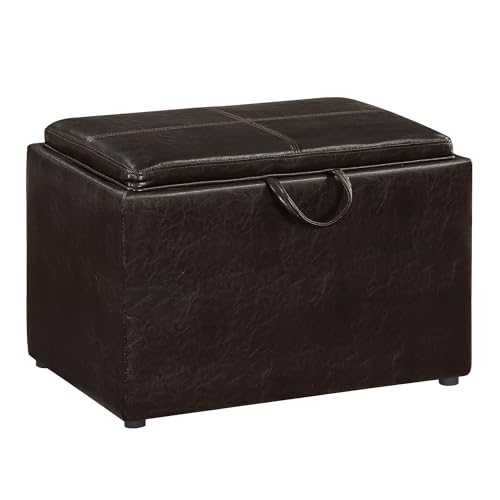 Convenience Concepts Designs4Comfort Accent Storage Ottoman 22.75" - Modern Foot Stool with Decorative Tray for Liv