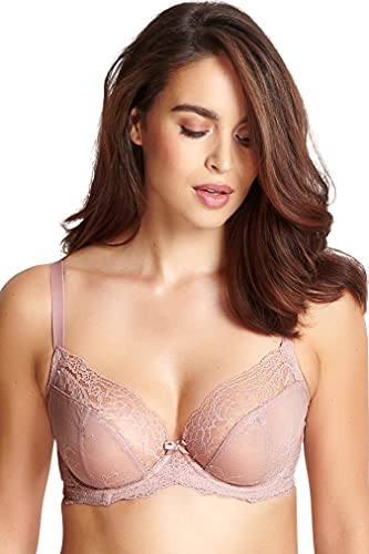Panache Women's Ana Underwire Stretch Lace Plunge Bra |Vintage,34E| Sexy Low-Cut Plunge, Side Sling Lift, Stretch Lace Cups, Adjustable Straps, Underwire Support, Everyday Comfort for Fuller Busts