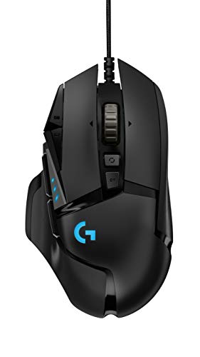Logitech G G502 Hero Ratón Gaming con Cable Alto Rendimiento, Captor Hero 25K, 25,600 dpi, RGB, Peso Personalizable, 11 Botones Programables, Memoria Integrada, PC/Mac - Negro