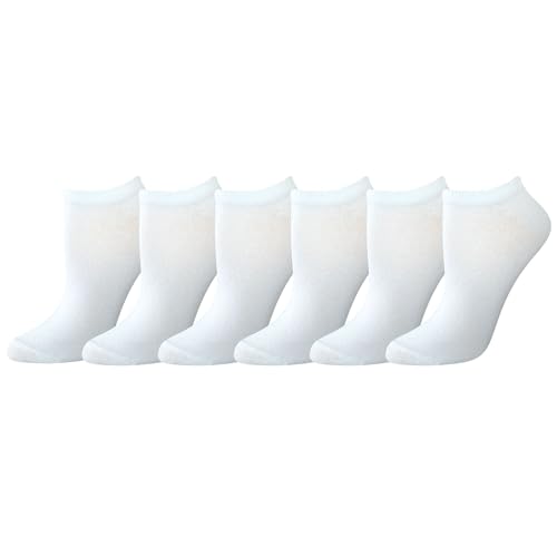Amazon Essentials Women's Casual Low-Cut Socks, Lightweight, 6 Pairs, White, 6-9