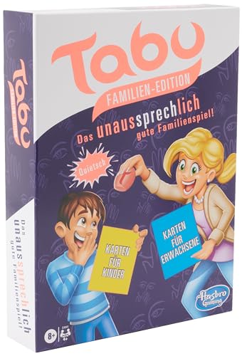 (-50%) Hasbro Tabu Familien Edition, mit separaten Karten für Kinder und Erwachsene, Familienspiel des Klassikers