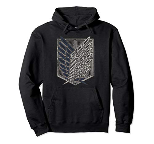Attack on Titan unisex-adult Season 2 Distressed Scout Symbol Hoodie Pullover Hoodie,Long Sleeve