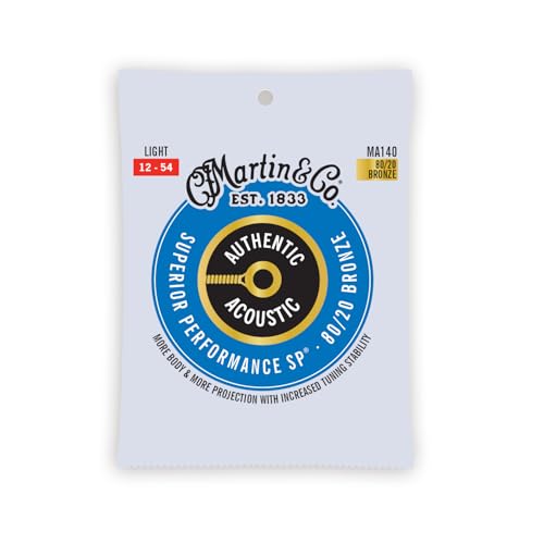 Martin Authentic Acoustic Guitar Strings, Superior Performance Light 12-54, 80/20 Bronze
