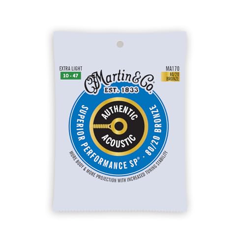 Martin Authentic Acoustic Guitar Strings, Superior Performance Extra Light 10-47, 80/20 Bronze