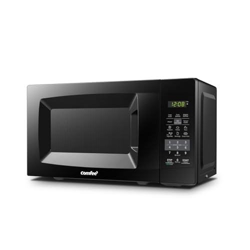 COMFEE EM720CPL-PMB Countertop Microwave Oven with Sound On/Off, ECO Mode and Easy One-Touch Buttons, 0.7 Cu Ft, Black