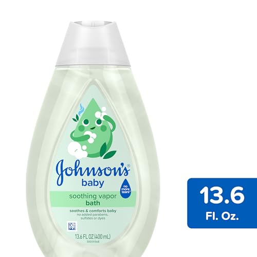 Johnson's Baby Vapor Bath with Soothing Aromas to Relax Babies, Gentle Tear-Free Baby Bath Soothes & Comforts Baby, Hypoallergenic Liquid, Paraben-, Dye- & Sulfate-Free, 13.6 fl. oz