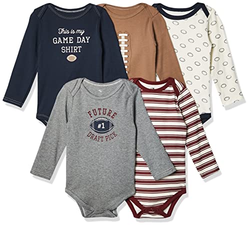 Hudson Baby Unisex Baby Cotton Long-sleeve Bodysuits, Football, 0-3 Months US