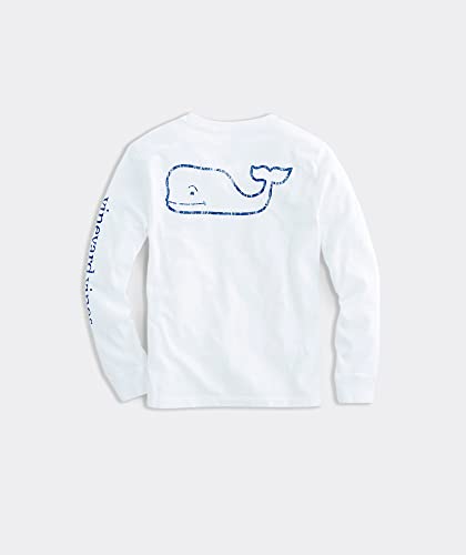 vineyard vines Boys' Long Sleeve Vintage Whale Pocket T-Shirt, White Cap, Medium