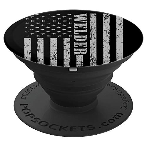 Funny welder gift popsocket – Welder Life phone grip with welding flag and MIG torch design for welders