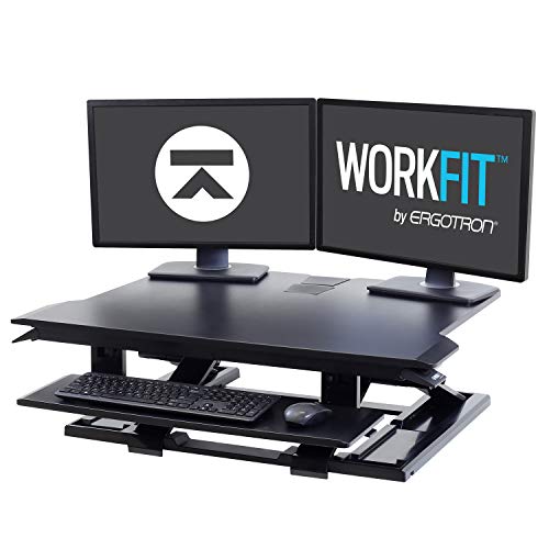 Ergotron – WorkFit-TX Standing Desk Converter, Dual Monitor Sit Stand Ergonomic Desk Riser for Tabletops – 32 Inch W