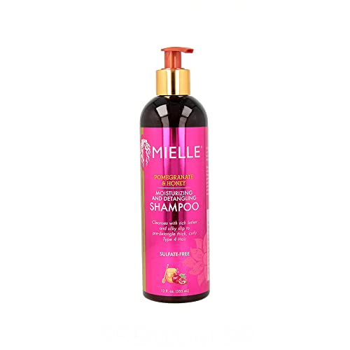 Mielle Organics Pomegranate & Honey Detangling & Moisturizing Shampoo - Curly Hair Shampoo for Women - Enriched with Honey & Babassu Oil to Lift Dirt, Loosen Tangles & Retain Moisture (12 Fl Oz)