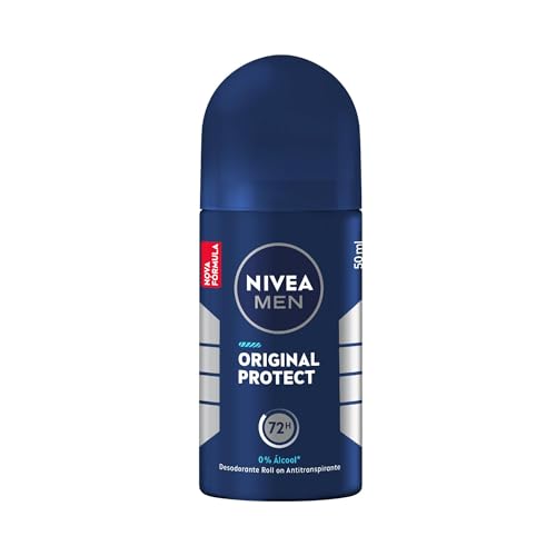 NIVEA MEN Desodorante Antitranspirante Roll-on Original Protect 50ml, Proteção 72h, Frescor Duradouro, Controle do Suor ...