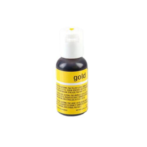 Chefmaster Gold Liqua-Gel® Food Coloring | Vibrant Color | Professional-Grade Dye for Icing, Frosting, Fondant | Baking & Decorating | Fade-Resistant | Easy-to-Use | Made in USA | 0.70 oz