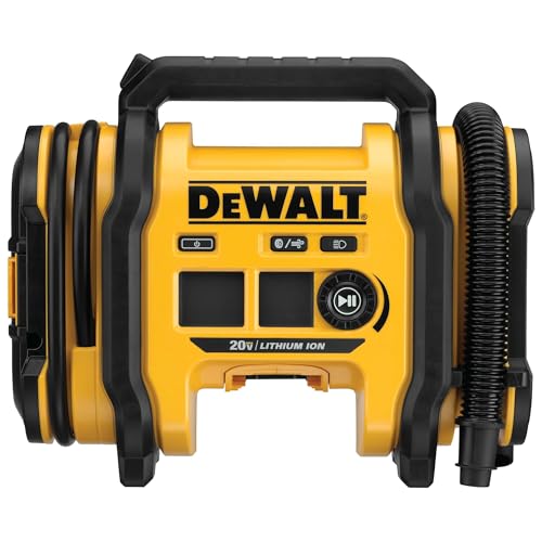 DEWALT Tire Inflator Portable Air Compressor 20V MAX, Car Air Pump with Automatic Shut Off, LED Light, Tool Only (DCC020