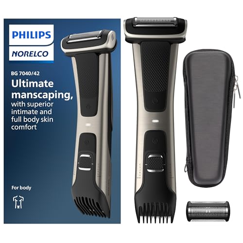 Philips Bodygroom 7000 Series, Showerproof Groin and Body Trimmer for Men, Precise Body Grooming, Adjustable Comb, Safe Even Below The Belt, 80 Min. Runtime, Model BG7040/42