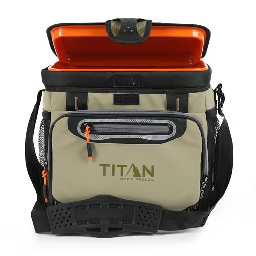 Titan by Arctic Zone Deep Freeze Cooler - 16 Can Zipperless Hardbody Cooler with Deep Freeze Insulation, HardBody Liner, and SmartShelf - Moss Green