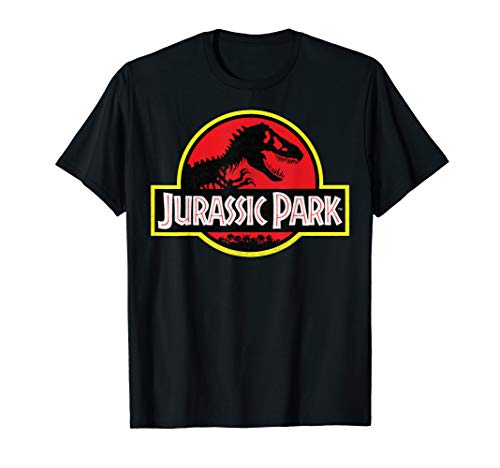 Jurassic Park Adult Unisex Distressed Vintage Logo T-Shirt - Black, Small