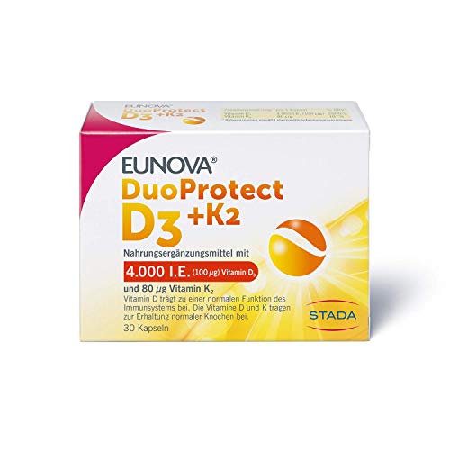 🔥 STARKER PREIS (-37%) EUNOVA D3+K2 DuoProtect 4000 I.E., hochdosiertes Vitamin D3 & K2, 30 Stück