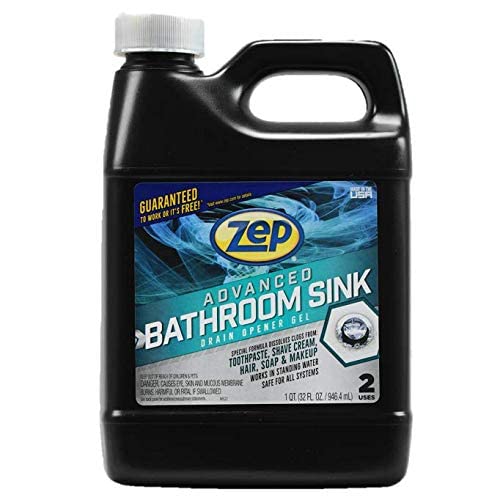 Zep Advanced Bathroom Sink Drain Opener Gel - 32 Ounce - U49310 - Formulated for Toothpaste, Shave Cream, Hair, Soap and