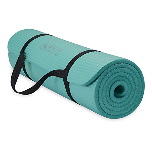 Gaiam Gaiam Essentials 2/5" Thick (10mm) Yoga &amp; Pilates, Fitness &amp; Exercise Mat with Easy-Cinch Carrier Str