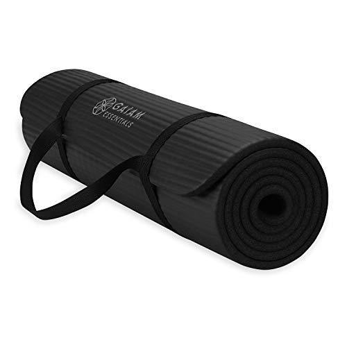 Gaiam Essentials Extra Thick Yoga Fitness Mat 10mm with Easy Carry Strap