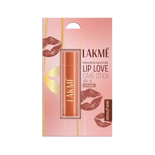 Lakme Lip Love Care Stick Caramel, with 10% Vitamin E Complex, nourished with Shea & Cocoa Butter and enriched with Almond & Jojoba Oil for 24hr moist
