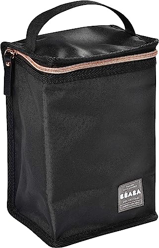 🔥 SELTEN SO GÜNSTIG (-60%) BÉABA - Isoliertasche für Babymahlzeiten - Geräumig - Aufbewahrung von Baby-Flaschen - Tasche für komplette Mahlzeiten - Zusammenlegbar - Weiches und wasserdichtes Material - Schwarz/Rosa