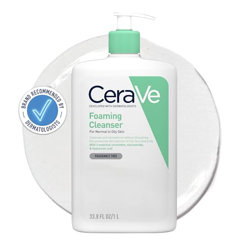 CeraVe, Gel Limpiador Espumoso, Hidrata y elimina el exceso de grasa, 1 l | Limpia e hidrata mientras elimina el exceso de grasa, suciedad y maquillaje sin alterar la barrera.