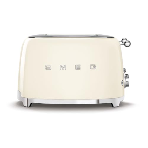 Smeg 50's Style Retro Aesthetic 4 Slice Toaster 6 Presets Extra Wide Slots Cream TSF03CRUS