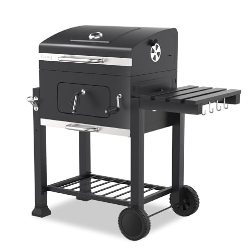 (-36%) tepro Holzkohlegrill (Grillwagen) Toronto Click, Grillfläche: ca. 56 x 41,5 cm, BBQ mit Deckel, Edelstahl-Griff, Grillrost und Thermometer, Maße ca. 115 x 67 x 107 cm