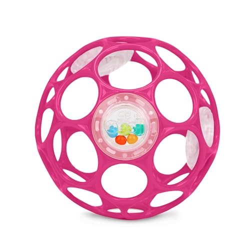 Bright Starts Oball Rattle Easy-Grasp Toy - Pink, Ages Newborn - 1 Count (Pack of 1)