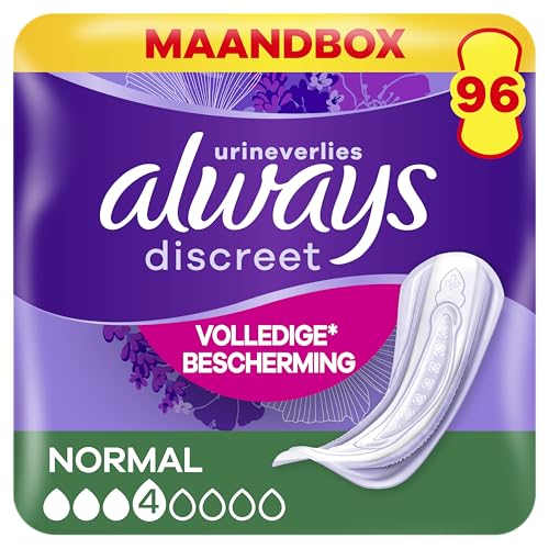(-16%) Always Discreet Inkontinenzeinlagen Normal, 96 Binden (4 x 24 Stück) Monatspaket, diskreter Schutz & hohe Saugstärke, geruchsneutralisierend (Verpackung kann variieren)