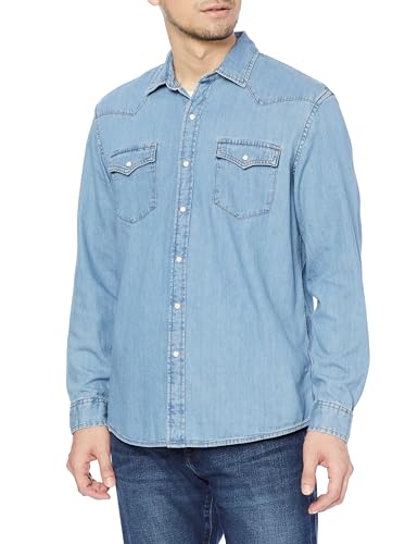 Amazon Essentials Men's Denim Shirt Long Sleeve - Regular-Fit, Light Blue, X-Large Denim Shirt