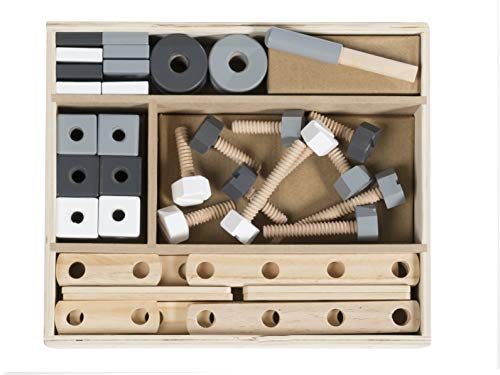 (-33%) roba Holzbaukasten, Kinder-Baukasten-Set 48-tlg., Holz-Werkzeugkiste, Spielzeug ab 3 Jahren