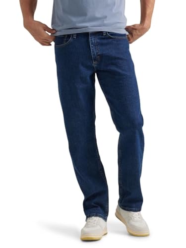 Wrangler Authentics Men's Comfort Flex Waist Relaxed Fit Jean, Dark Stonewash, 38W x 32L