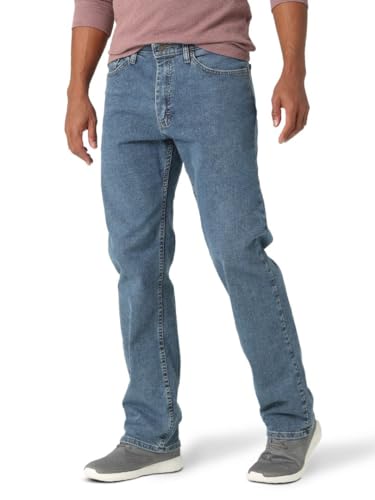 Wrangler Authentics Men's Comfort Flex Waist Relaxed Fit Jean, Light Stonewash, 36W x 32L