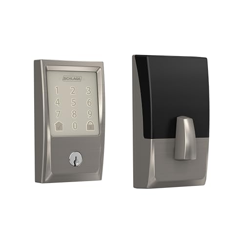 Schlage Encode Smart WiFi Deadbolt Lock for Front Door - Keyless Entry with App or Touchscreen - Works with Alexa, Hey Google, & Airbnb - Create Codes for Guests - Satin Nickel Silver