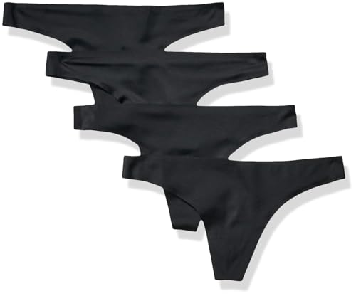 Amazon Essentials Women's Seamless Breathable Thong Underwear, Bonded Stretch, Pack of 4, Black, X-Large : Clothing, Sho