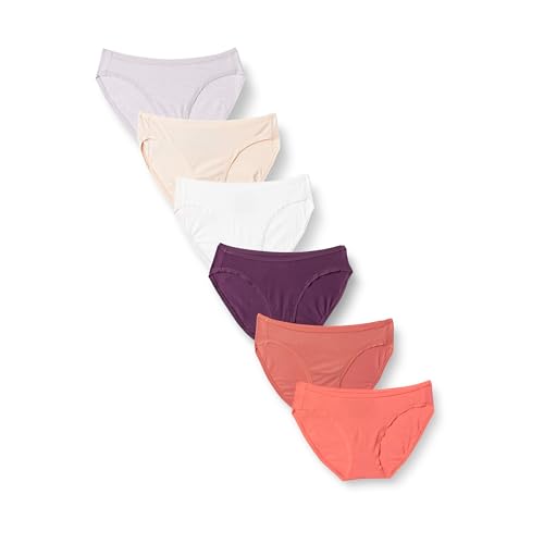 Amazon Essentials Women's Cotton Bikini Brief Underwear (Available in Plus Size), Pack of 6, Neutral Shades, Small