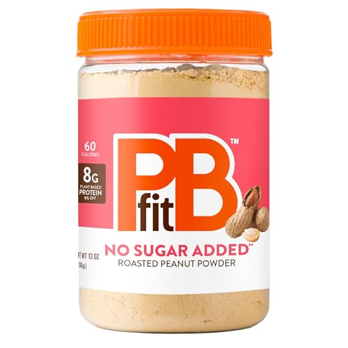 PBfit No Sugar Added Peanut Butter Powder, Powdered Peanut Butter Spread from Real Roasted Peanuts, 8g Protein, Made with Erythritol and Monk Fruit, 13 Ounce (Pack of 1)