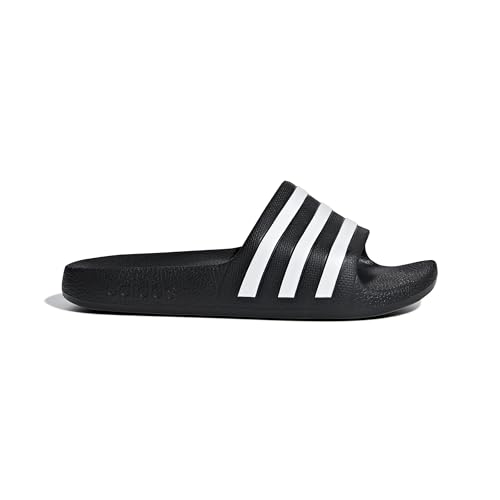 adidas unisex child Adilette Aqua Water Shoe, Core Black/White/Core Black, 1-13 Big Kid US