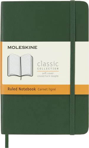 Moleskine Classic Notebook, Soft Cover, Pocket (3.5" x 5.5") Ruled/Lined, Myrtle Green, 192 Pages