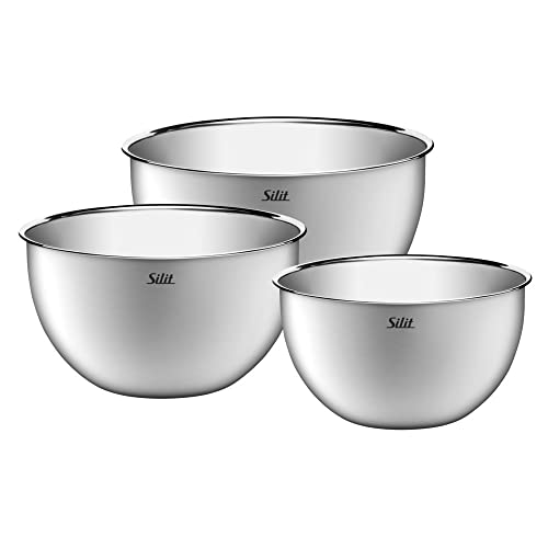 (-28%) Silit Küchenschüssel-Set 3-teilig, Edelstahlschüsseln, multifunktional als Rührschüssel Edelstahl, Salatschüssel, Servierschüssel, stapelbar